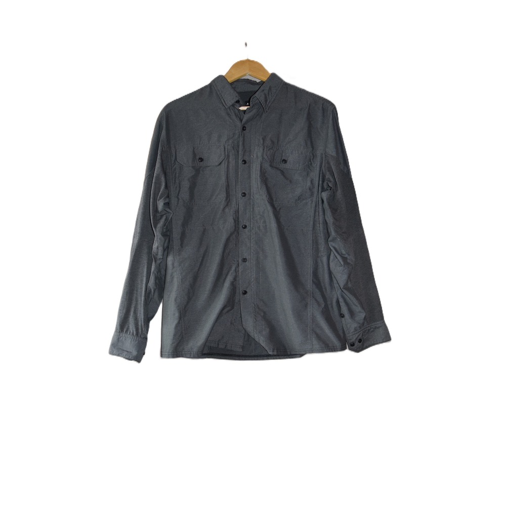 KUHL Button Down Shirt Womens M Gray Excellent Long Sleeve Mesh Travel Hiking